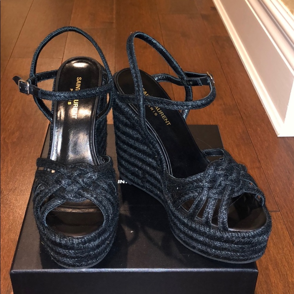 Saint laurent black wedges